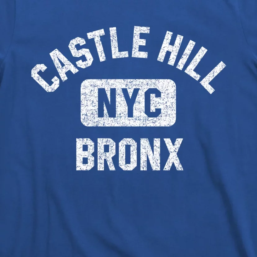 Castle Hill Bronx Nyc Gym Style Distressed White Print Cute Gift T-Shirt