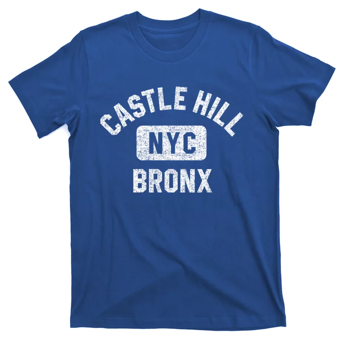 Castle Hill Bronx Nyc Gym Style Distressed White Print Cute Gift T-Shirt