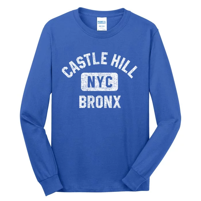 Castle Hill Bronx Nyc Gym Style Distressed White Print Cute Gift Tall Long Sleeve T-Shirt