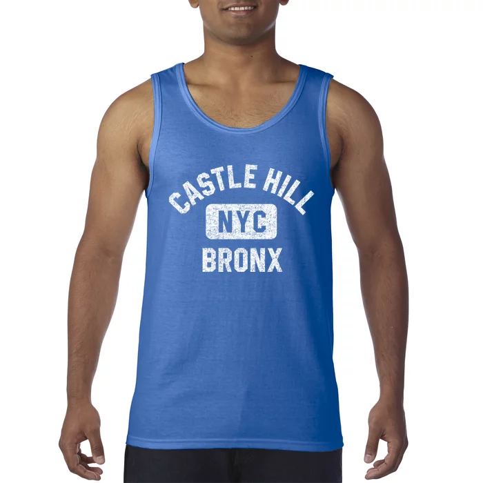 Castle Hill Bronx Nyc Gym Style Distressed White Print Cute Gift Tank Top