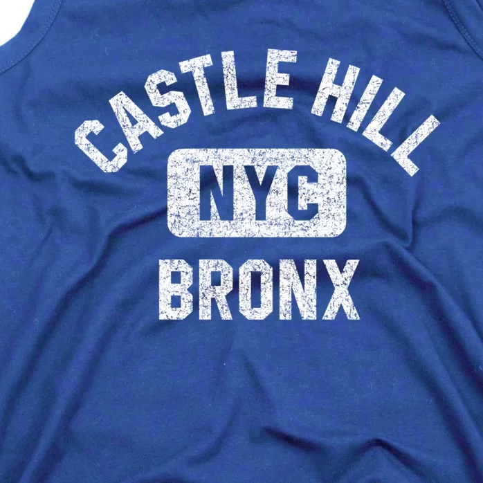 Castle Hill Bronx Nyc Gym Style Distressed White Print Cute Gift Tank Top