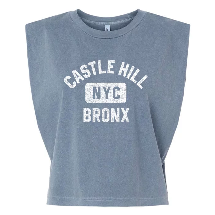 Castle Hill Bronx Nyc Gym Style Distressed White Print Cute Gift Garment-Dyed Women's Muscle Tee