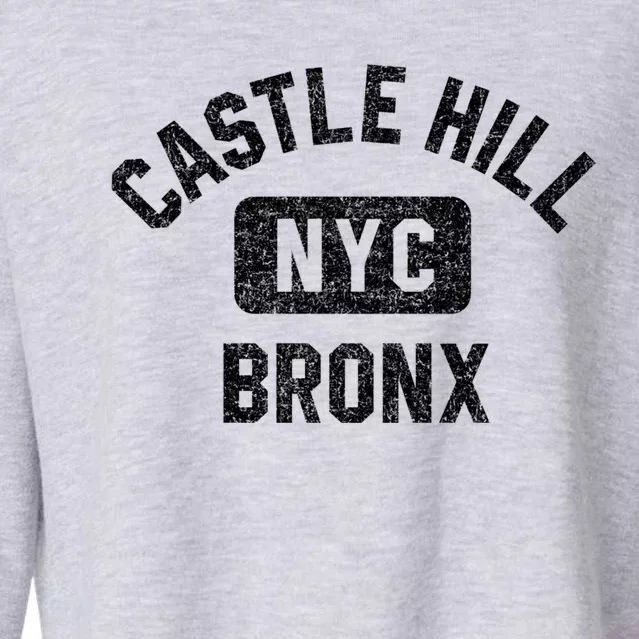 Castle Hill Bronx Nyc Gym Style Distressed White Print Cute Gift Cropped Pullover Crew