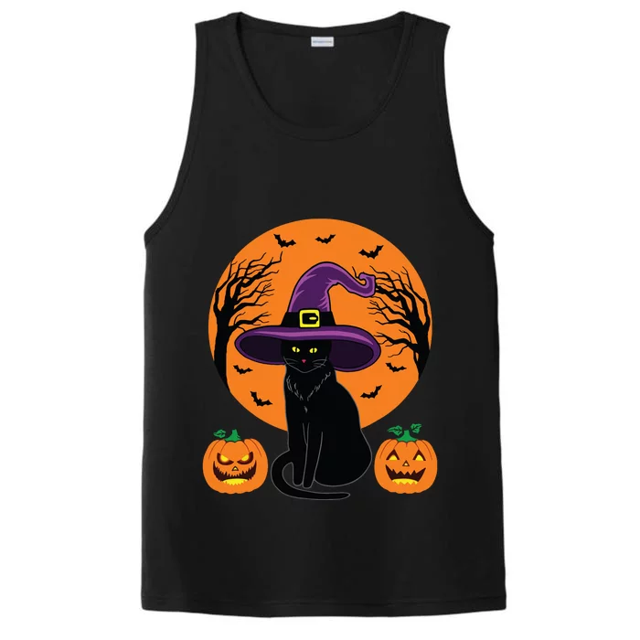 Cute Halloween Black Cat Witch Hat Pumpkin For Kids Girls Performance Tank