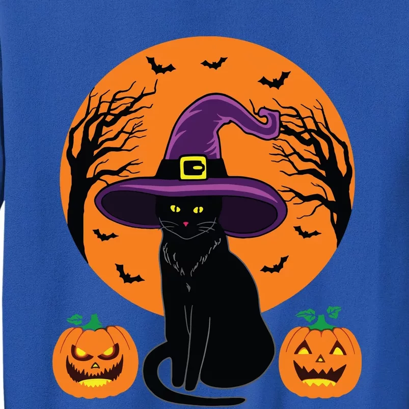 Cute Halloween Black Cat Witch Hat Pumpkin For Kids Girls Sweatshirt