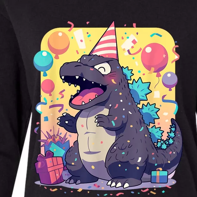 Cute Happy Birthday Japanese Kaiju Monster Epic Party Womens Cotton Relaxed Long Sleeve T-Shirt