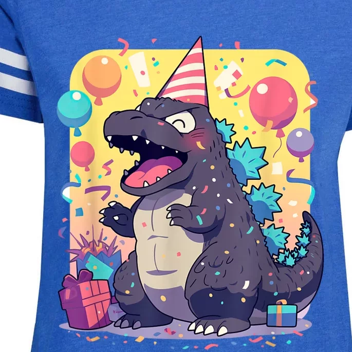 Cute Happy Birthday Japanese Kaiju Monster Epic Party Enza Ladies Jersey Football T-Shirt