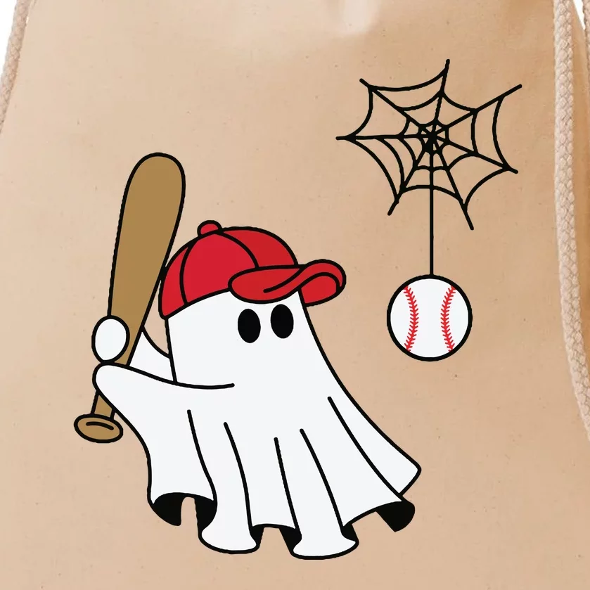 Cute Halloween Baseball Ghost Game Day Baseball Lover Drawstring Bag