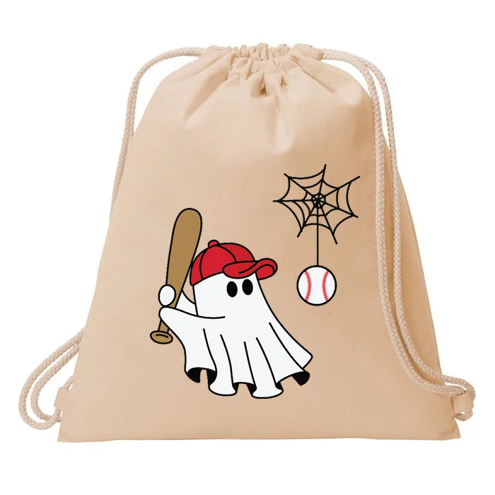 Cute Halloween Baseball Ghost Game Day Baseball Lover Drawstring Bag