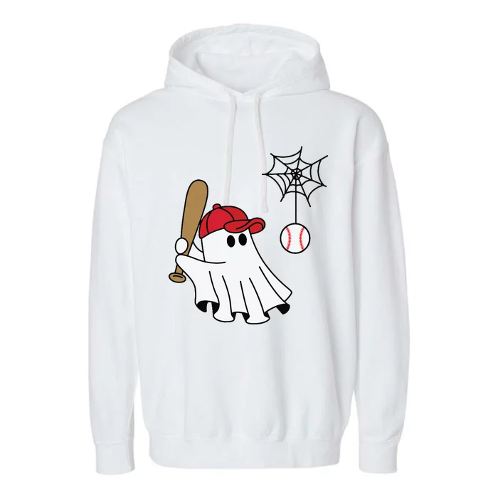 Cute Halloween Baseball Ghost Game Day Baseball Lover Garment-Dyed Fleece Hoodie