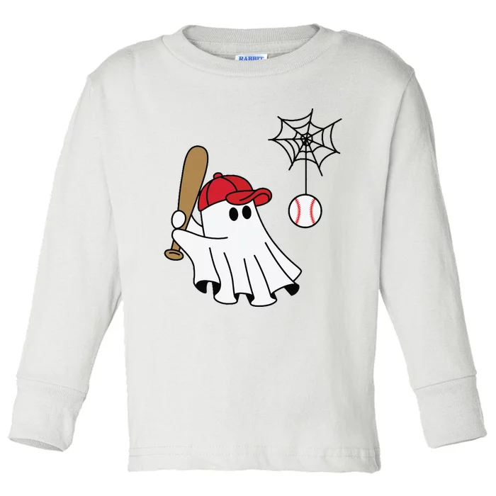 Cute Halloween Baseball Ghost Game Day Baseball Lover Toddler Long Sleeve Shirt