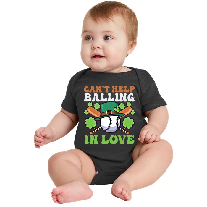 CanT Help Balling In Love Design St Patricks Baseball Gift Baby Bodysuit