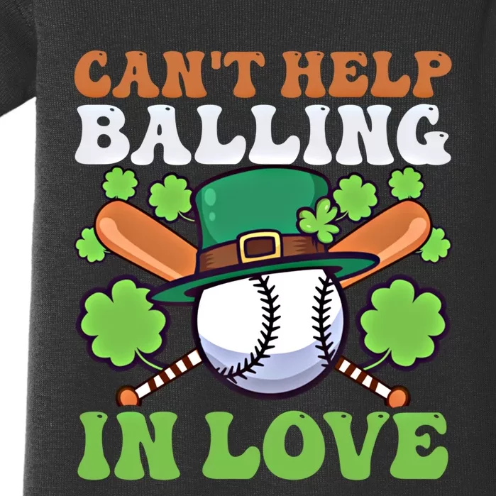 CanT Help Balling In Love Design St Patricks Baseball Gift Baby Bodysuit