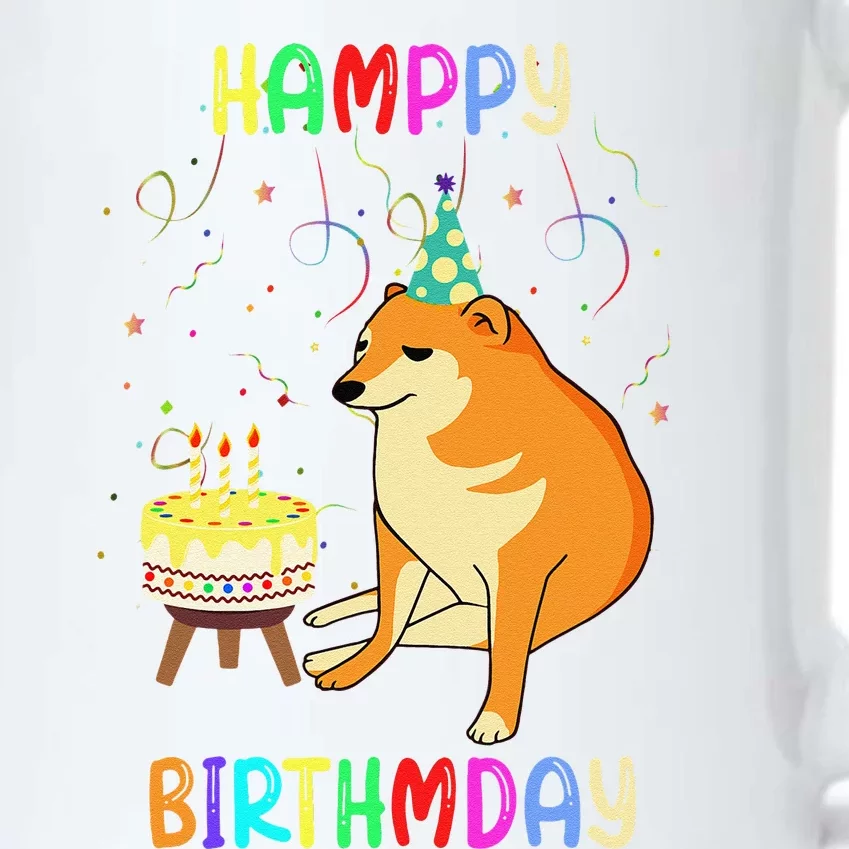 Cheems Happy Birthday Meme Funny Party Dog Confetti Cake Black Color Changing Mug