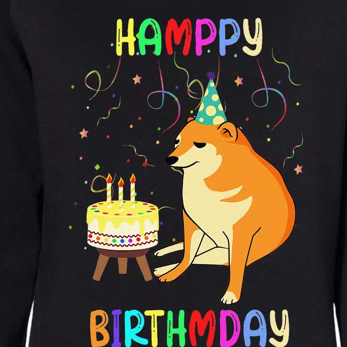 Cheems Happy Birthday Meme Funny Party Dog Confetti Cake Womens California Wash Sweatshirt