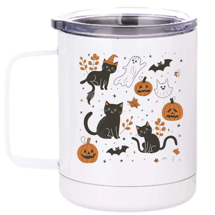 Cat Hallowen Front & Back 12oz Stainless Steel Tumbler Cup