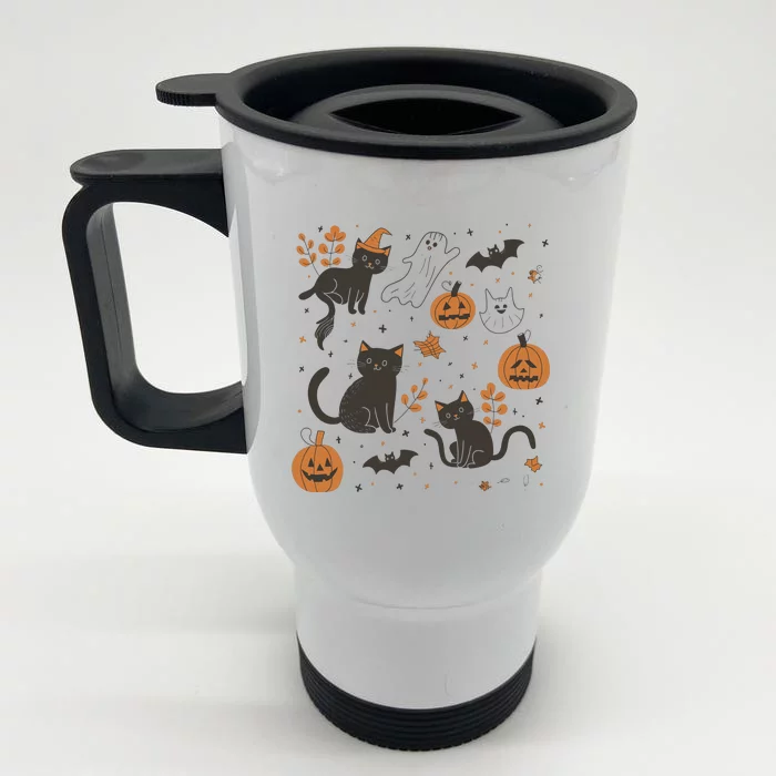 Cat Hallowen Front & Back Stainless Steel Travel Mug