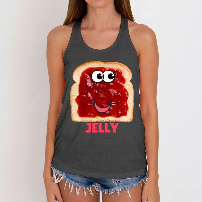 Couples Halloween Costumes For Adults Peanut Butter Jelly Women's Knotted Racerback Tank