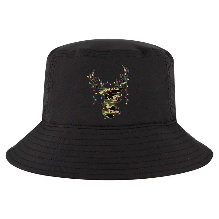 Christmas Holiday Camo Hunting Reindeer Deer Xmas Lights Cool Comfort Performance Bucket Hat