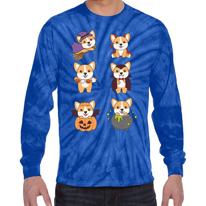 Corgi Halloween Costume Dogs Halloween Gift Tie-Dye Long Sleeve Shirt