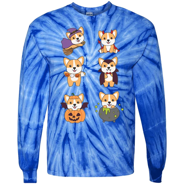 Corgi Halloween Costume Dogs Halloween Gift Tie-Dye Long Sleeve Shirt