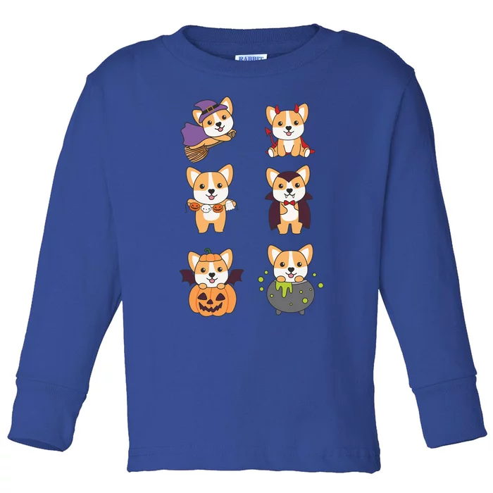 Corgi Halloween Costume Dogs Halloween Gift Toddler Long Sleeve Shirt