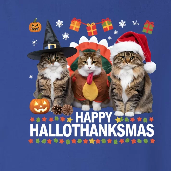 Cat Halloween Christmas Happy Hallothanksmas Thanksgiving Gift Toddler Long Sleeve Shirt