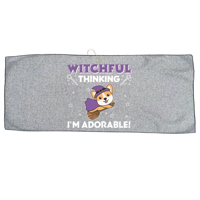 Corgi Halloween Costume Witch Witches Pun Gift Large Microfiber Waffle Golf Towel