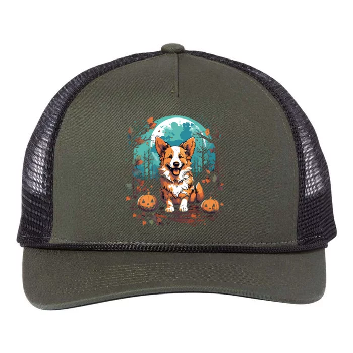 Corgi Halloween Cute And Spooky Dog Funny Gift Retro Rope Trucker Hat Cap