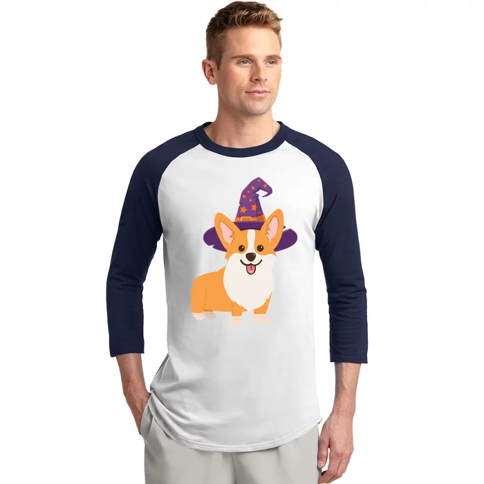 Corgi Halloween Cute Dog With Witchs Hat Meaningful Gift Baseball Sleeve Shirt