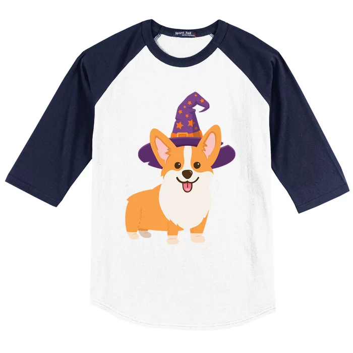 Corgi Halloween Cute Dog With Witchs Hat Meaningful Gift Baseball Sleeve Shirt