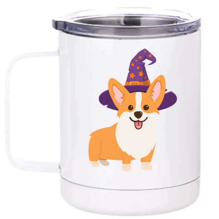 Corgi Halloween Cute Dog With Witchs Hat Meaningful Gift Front & Back 12oz Stainless Steel Tumbler Cup