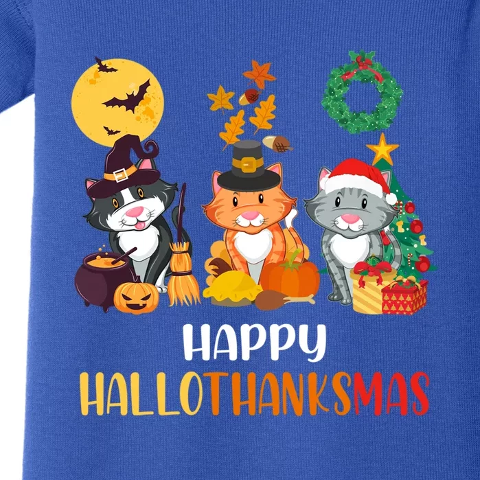 Cat Halloween Christmas Happy Hallothanksmas Thanksgiving Gift Baby Bodysuit