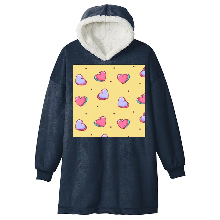 Candy Hearts Cute Valentine's Day Hooded Wearable Blanket