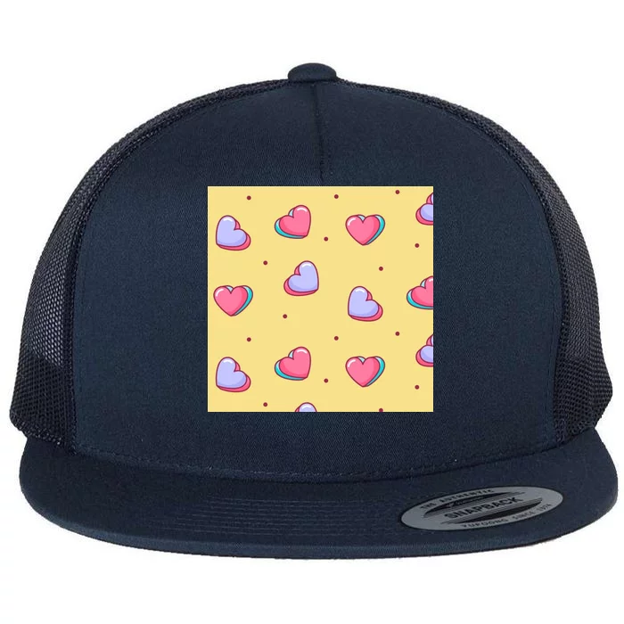 Candy Hearts Cute Valentine's Day Flat Bill Trucker Hat