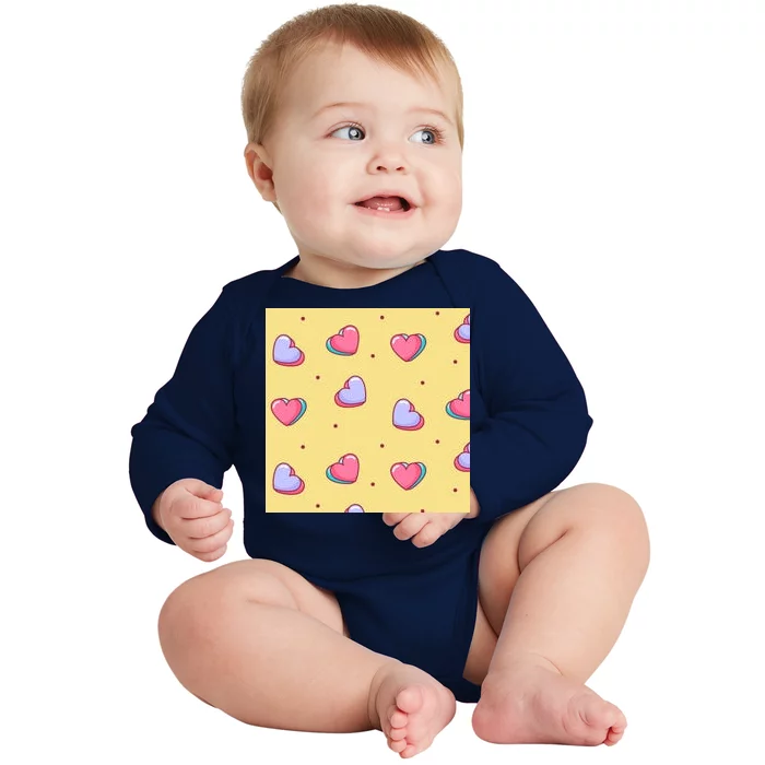 Candy Hearts Cute Valentine's Day Baby Long Sleeve Bodysuit