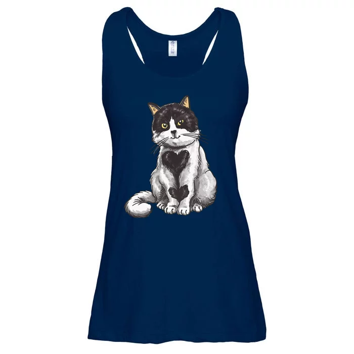 Cat Heart Cute Ladies Essential Flowy Tank