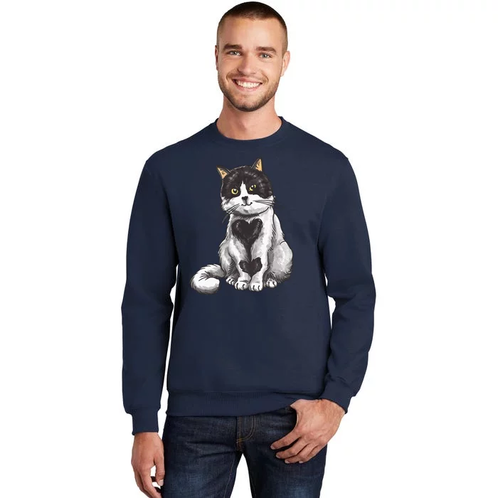 Cat Heart Cute Tall Sweatshirt