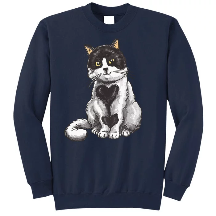 Cat Heart Cute Tall Sweatshirt