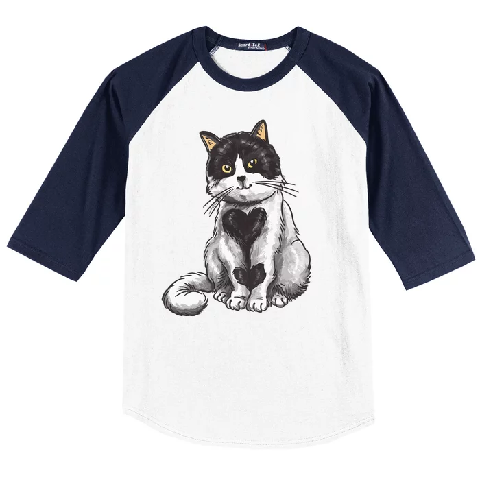 Cat Heart Cute Baseball Sleeve Shirt