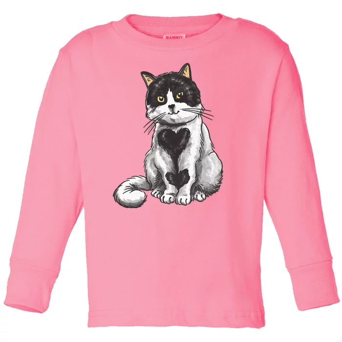 Cat Heart Cute Toddler Long Sleeve Shirt