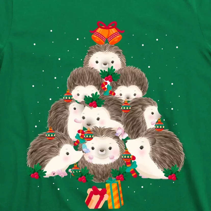 Cute Hedgehog Christmas Tree Funny Pajamas Xmas For Family T-Shirt