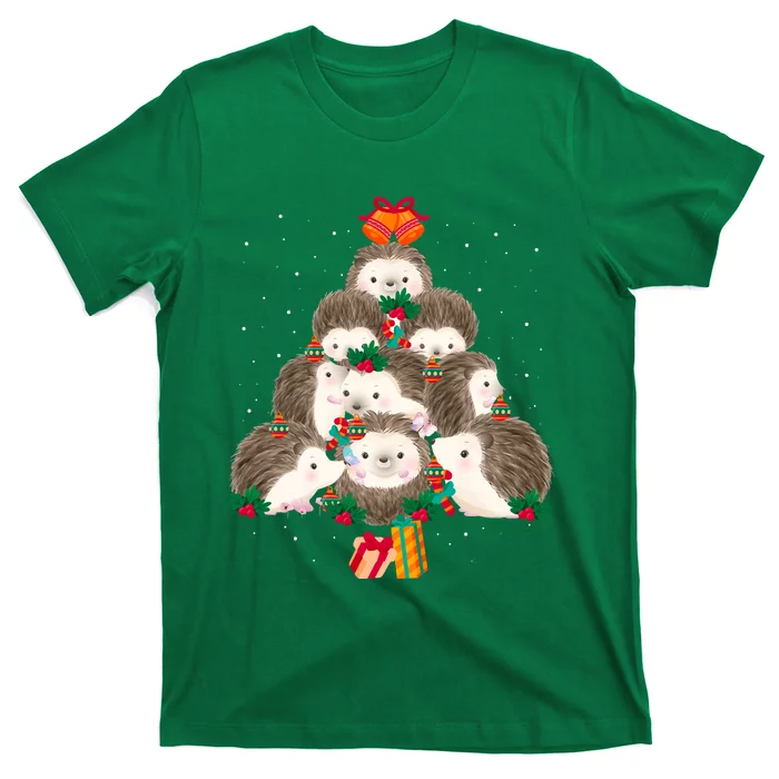 Cute Hedgehog Christmas Tree Funny Pajamas Xmas For Family T-Shirt