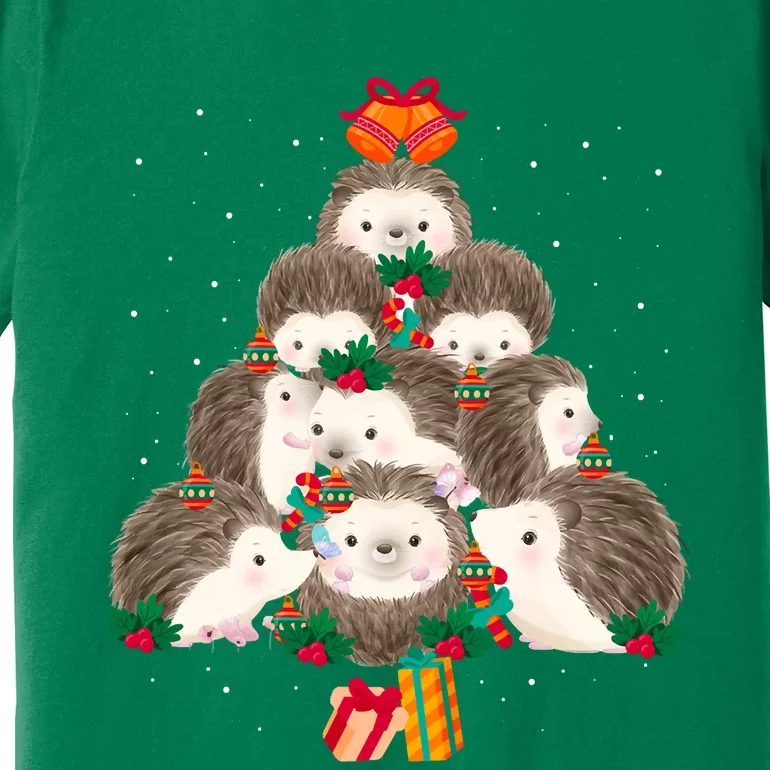 Cute Hedgehog Christmas Tree Funny Pajamas Xmas For Family Premium T-Shirt