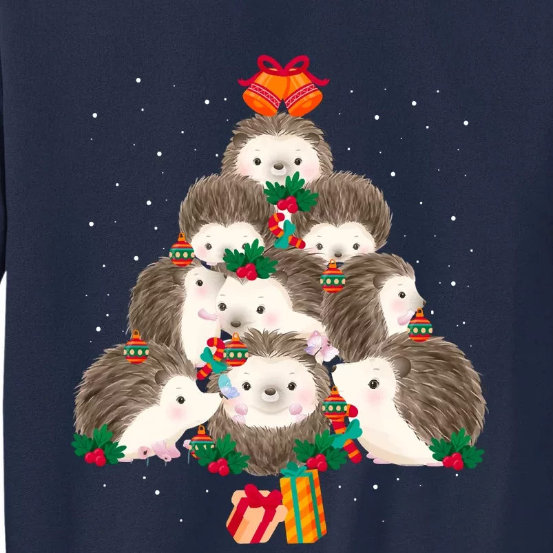 Cute Hedgehog Christmas Tree Funny Pajamas Xmas For Family Tall Sweatshirt