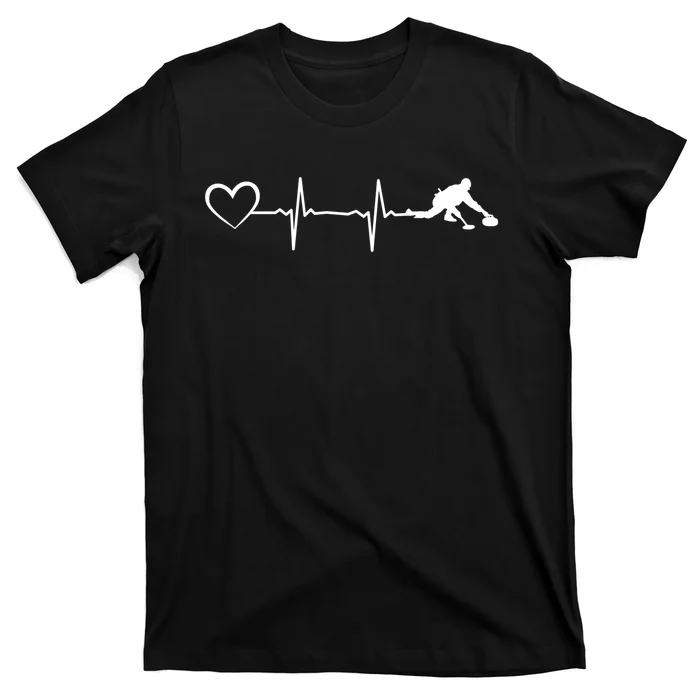 Curling Heartbeat Curling Ekg Heartline Curler Ice Curling Gift T-Shirt