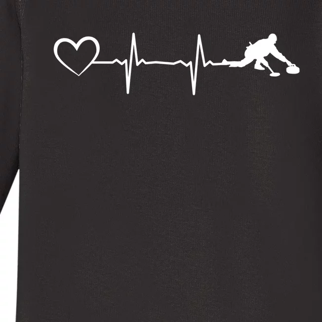 Curling Heartbeat Curling Ekg Heartline Curler Ice Curling Gift Baby Long Sleeve Bodysuit