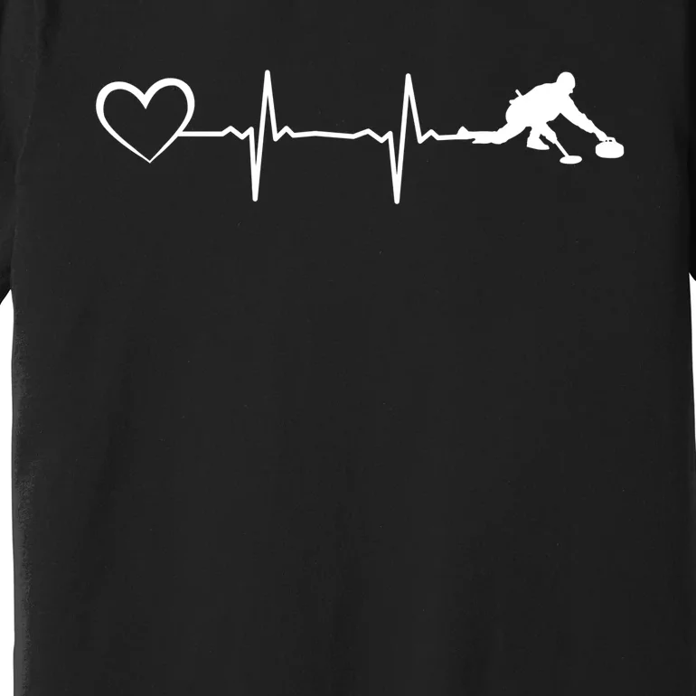 Curling Heartbeat Curling Ekg Heartline Curler Ice Curling Gift Premium T-Shirt