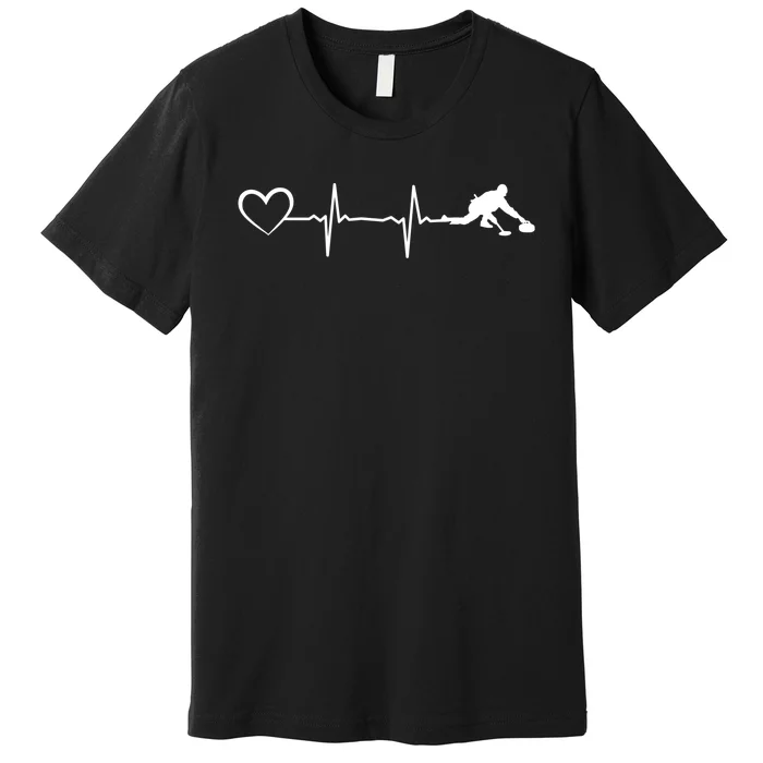 Curling Heartbeat Curling Ekg Heartline Curler Ice Curling Gift Premium T-Shirt