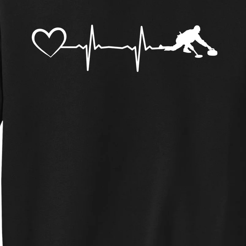 Curling Heartbeat Curling Ekg Heartline Curler Ice Curling Gift Tall Sweatshirt